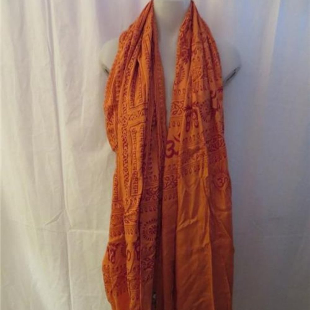 KARMA ORANGE/RED PRINTED SHAWL
